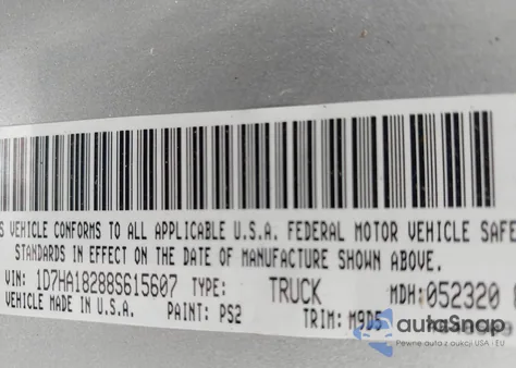 2008 Dodge Ram 1500 Slt из США, поврежденный, VIN 1D7HA18288S615607